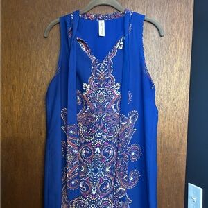 Blue Sleeveless Dress with Paisley Pattern